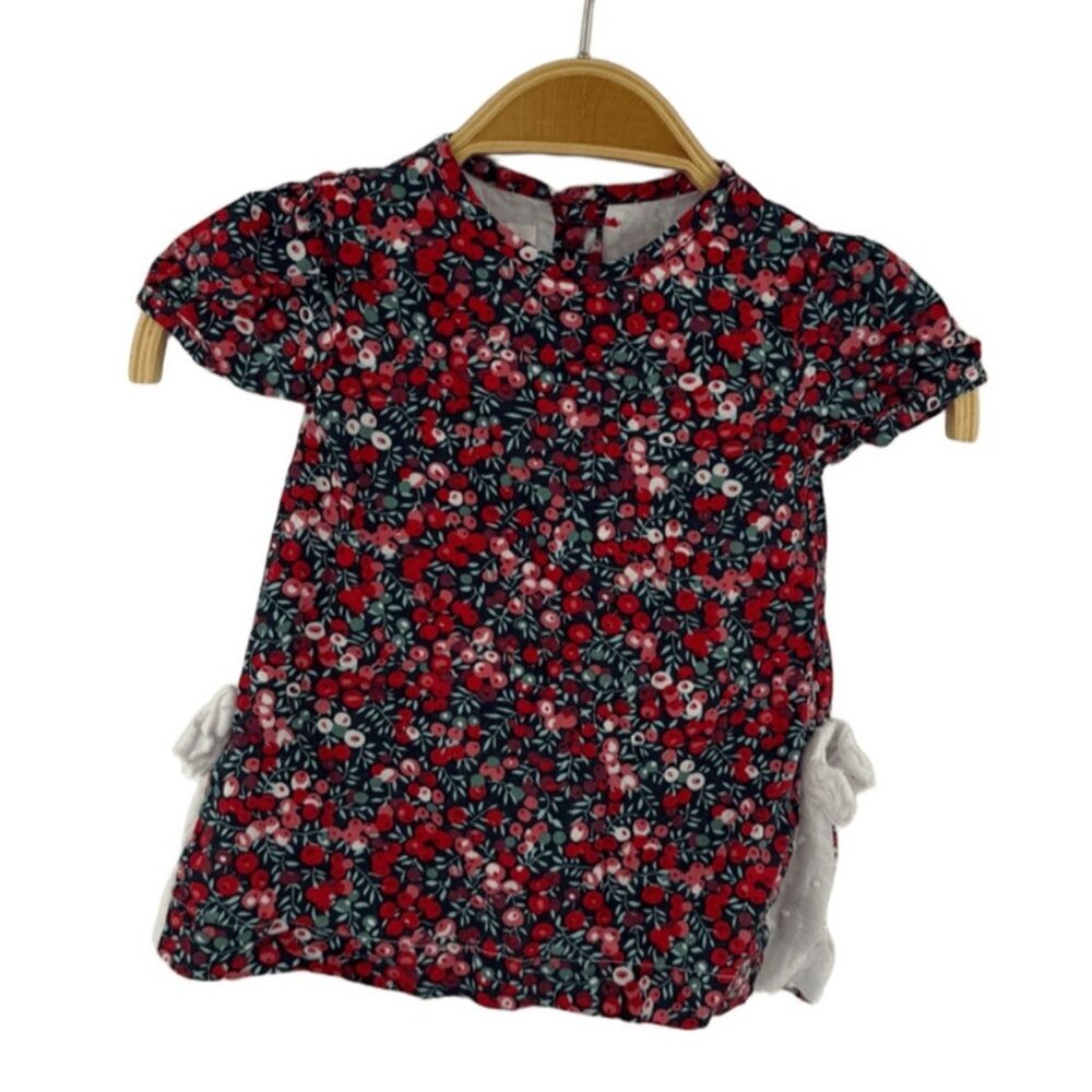 The Oaks Apparel Baby Girls Floral Berry Print Dress Size 6 Months Red Cotton
